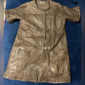 Maje leather coat short sleeve